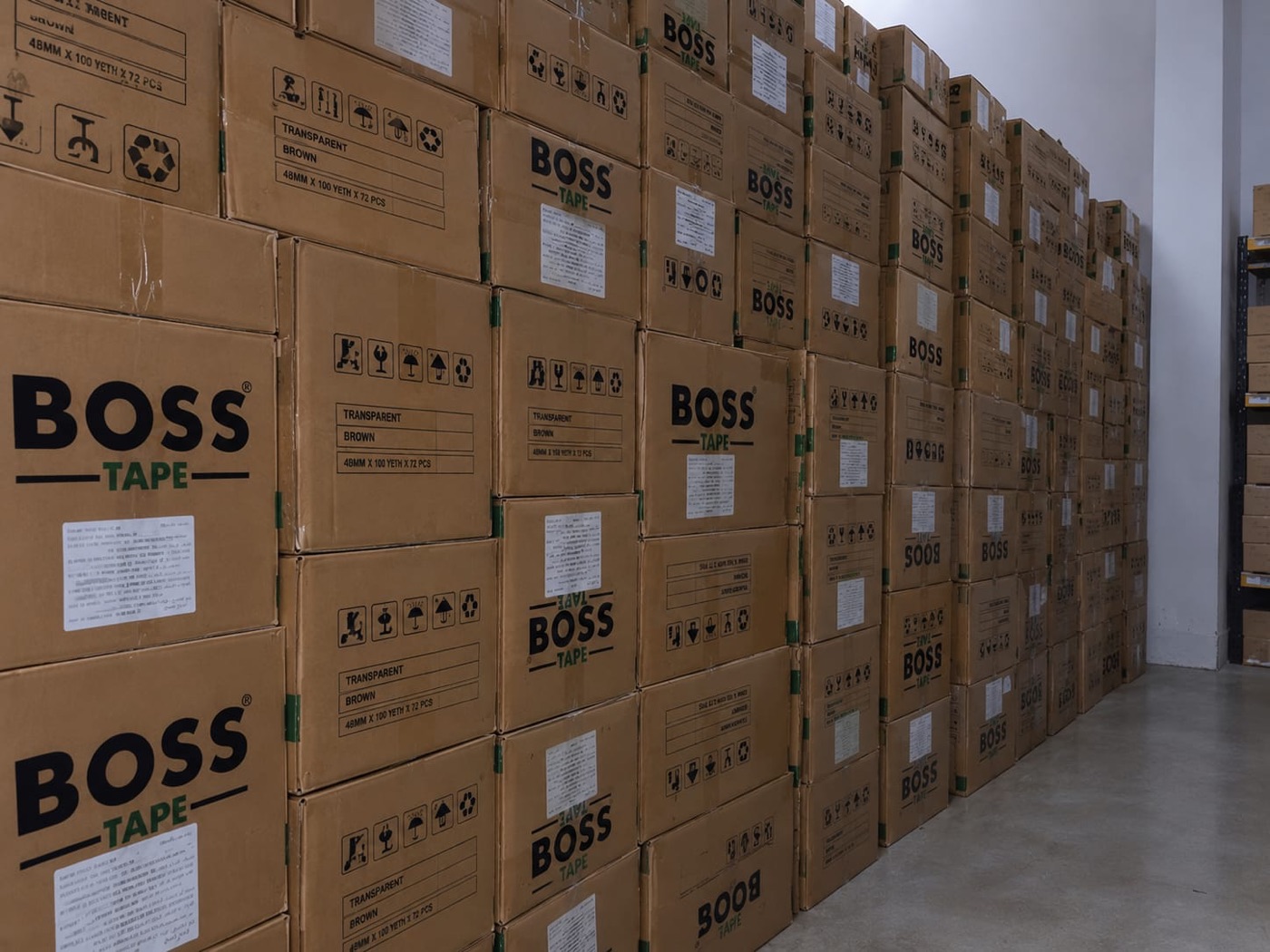 BOSS TAPE cartons, 72 rolls each